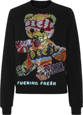 Philipp Plein Strass Sweatshirt Roundneck Tutti Frutti - Dames - Sweatshirts - Zwart - XS - Katoen - Hoodies & sweatvesten