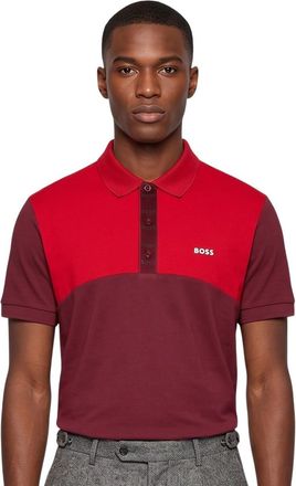 HUGO BOSS Brown Color Block Shirt Collar Polo