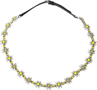 Dolce & Gabbana Black Daisy Crystal Dauphine Waist Womens Belt