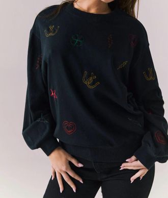 Chaser Allover Icons Pullover In Black