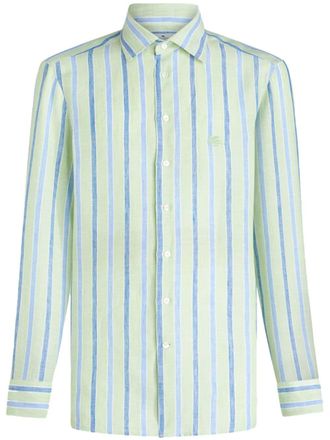 Etro Pegaso-embroidered striped shirt - Green