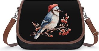 Generic Blue Jay Bird Winter Womens Crossbody Bag Fashion Shoulder Handbags Message Tote Bag with Adjustable Strap