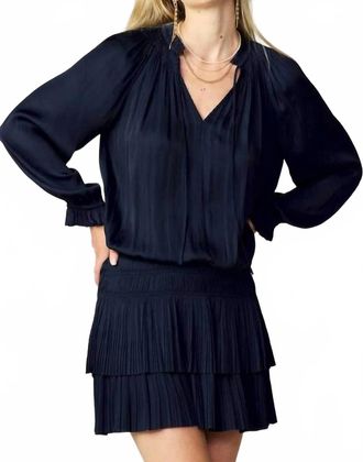 Current Air Laurel Pleated Mini Dress In Navy