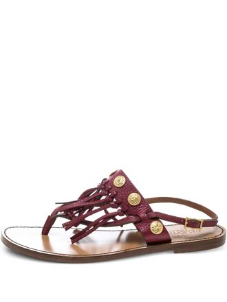 Valentino Garavani Fringe Coin Sandals - women - Leather/Leather/Leather/Rubber - 37.5 - Red