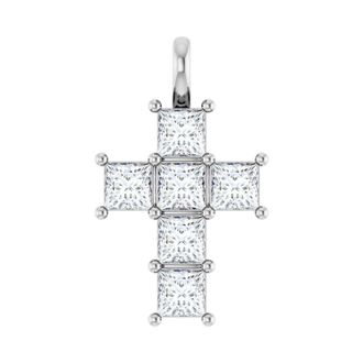 Diamond2Deal 14k Gold Princess Cut 1 1/2ct Lab-Grown Diamond Pendant