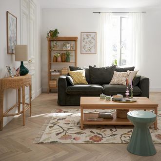 La Redoute Interieurs Salontafel met dubbel tafelblad, dennenhout en vlechtwerk, Gabin