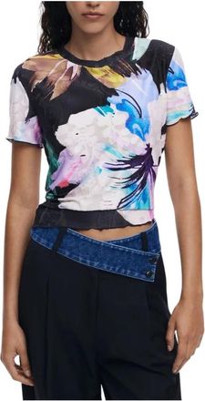 Desigual T-shirt met ronde hals - Dames - T-shirts - Veelkleurig - XS - Polyester - Tops