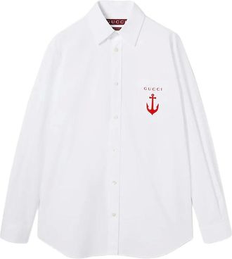Gucci Heren, Overhemden, Wit, Maat: M Katoen