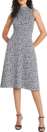 Maggy London Panthera Jacquard Fit & Flare Dress in Ivory/Navy at Nordstrom Rack, Size 4