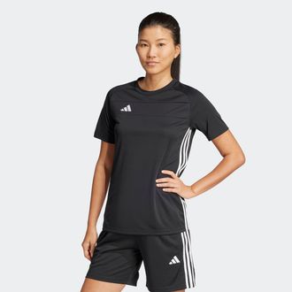 adidas Fussballtrikot ADIDAS PERFORMANCE TIRO 25 ESSENTIALS TRIKOT, Damen, Gr. L, schwarz-weiss (schwarz, wei&szlig;), Obermaterial: 100% Polyester, Rundhals, Trik