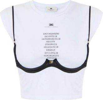 Elisabetta Franchi Tops, Dames, Wit, S, Katoen, Lichtgewicht jersey T-shirt met beha