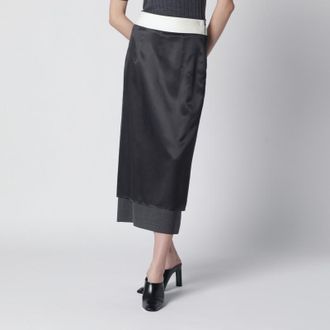 R&oacute;he Dark grey inside-out midi skirt