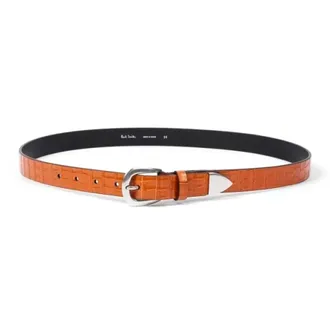 Paul Smith Belts, male, Orange, Size: 2XS Croc-Emboss Leather Belt