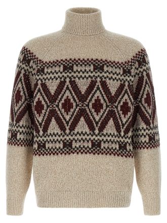Brunello Cucinelli Geometric Jacquard Sweaters And Cardigans Multicolor