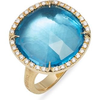 Marco Bicego Jaipur Color Blue Topaz & Diamond Pav&eacute; Ring in D0.24 Ghvvs1Vs1 18Kyg at Nordstrom, Size 7