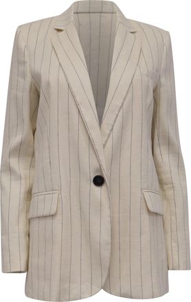 Vanessa Bruno Tilia Striped Single-Button Blazer in Ecru Linen