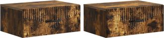vidaXL Mesita De Noche De Pared 2 Uds. Roble Ahumado 49 X 34,5 X 20 Cm Vidaxl