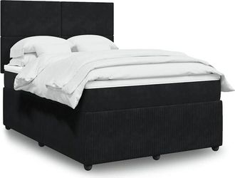vidaXL Vidaxl - Cama Box Spring Con Colch&oacute;n Terciopelo Negro 140x200 Cm