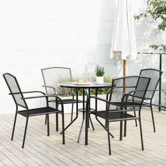 vidaXL Sillas Jard&iacute;n Apilables 5 Pzas Acero Recubrimiento Polvo Gris Vidaxl