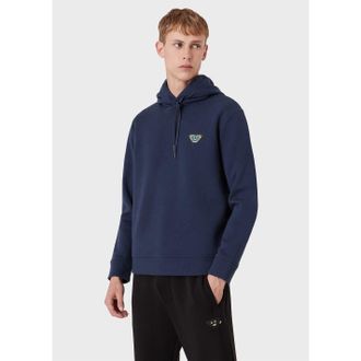 Emporio Armani Mens Emporio Armani Hooded Regular Fit Sweatshirt in Royal Blue - Size Medium