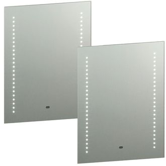 Loops 2 PACK IP44 LED Bathroom Mirror 60cm x 50cm Vanity Light Motion Switch & Shaver | Size: 60 cm x 50 cm