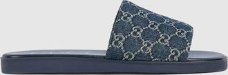 Gucci Mens Slide Sandal, Blue, Fabric