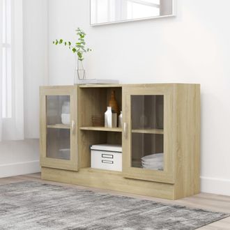 vidaXL Vitrina De Madera Contrachapada Color Roble 120x30,5x70 Cm Vidaxl
