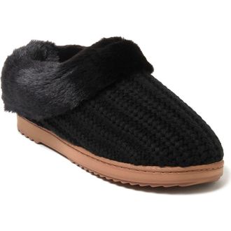 Dearfoams Hannah Festive Knit Clog Slipper in Black Solid at Nordstrom, Size X-Large