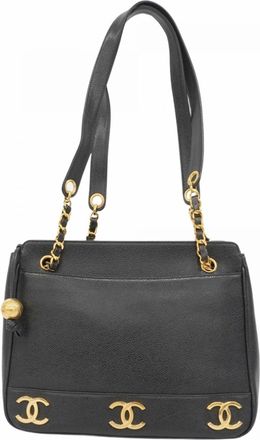 Chanel Black Grained Calfskin Tote Bag (Pre-Owned)