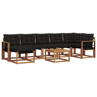 vidaXL Conjunto De Sof&aacute;s De Exterior Con Coj&iacute;n 8 Pcs Natural Y Negro Vidaxl
