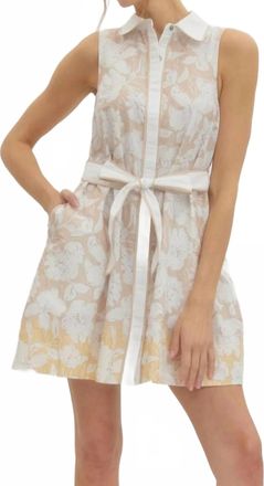 Entro Latte Floral Dress In White/ Beige