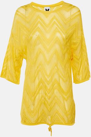 M Missoni Yellow Chevron Knit Sheer Top