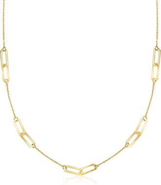 RS Pure by Ross-Simons Italian 14kt Yellow Gold Paper Clip Link Station Necklace
