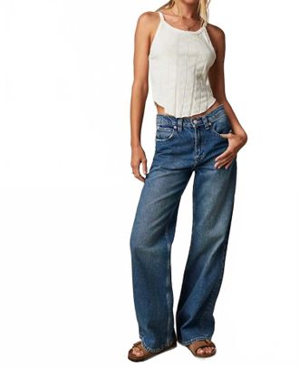 Free People Tinsley Baggy High Rise Jeans In Hazey Blue