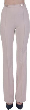 Elisabetta Franchi Wijde broek - Dames - Wijde Broeken - Beige - L - Broeken