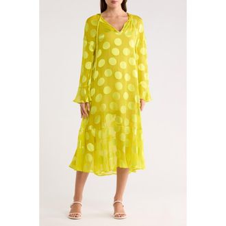 Longchamp Polka Dot Silk Blend Dress in Lemon at Nordstrom Rack, Size 6 Us / 38 Fr