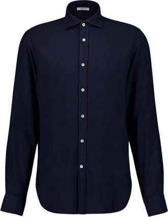 Boglioli Blauwe Geknoopte Shirt- Lange Mouw Eco-Vriendelijk - Heren - Casual Overhemden - Blauw - 3XL - Katoen - Overhemden