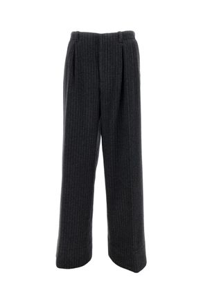 Durazzi Milano Cropped Wide-Leg Trousers With Subtle Pinstripe In Virgin Wool
