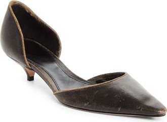 The Row Liisa Pointed Toe Kitten Heel dOrsay Pump in Dark Brown at Nordstrom, Size 38.5