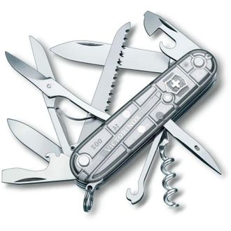 Victorinox by Swiss Army Huntsman, coltellino svizzero (15 funzioni, forbici, seghetto per legno, cavatappi) SilverTech