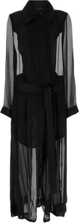Ann Demeulemeester Zwarte crepe Georgine trenchcoat - Dames - Maxi kleedjes - Zwart - S - Kleedjes