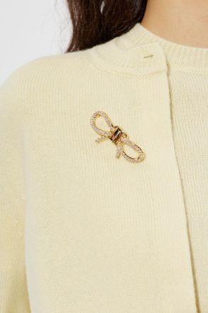 Ferragamo Brooch With Shimmering Crystals, Womens, Gold