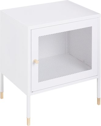 Beliani Beliani - Mesa De Noche De Metal Blanco 45 X 35 Cm Puerta De Malla Dormitorio Ossett