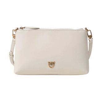 Pinko Pinko, Tassen, Dames, Wit, ONE Size, Leer, Stijlvolle Love Birds Clutch Tas