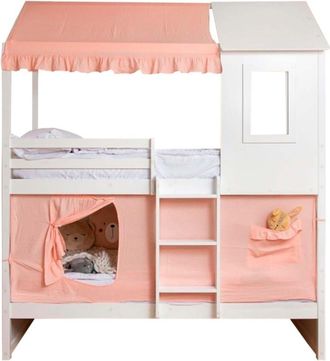 Muemue Techo para litera litera casita algodón rosa 70x198/154x133cm