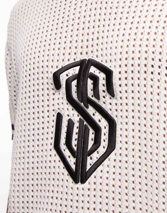 Sixth June Polo in maglia bianca con ricamo in coordinato-Bianco