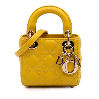 Dior Womens Lady Mini Handbag - Gold Leather - One Size