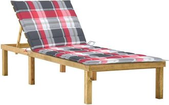 vidaXL Tumbona Con Coj&iacute;n Estampado De Cuadros Madera Pino Impregnada Vidaxl