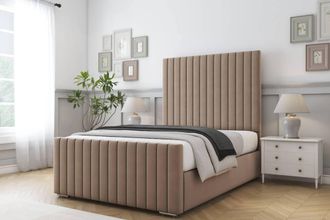 Comfort Beds Khloe Plush Bed Frame - 50 Upholstered Headboard in Taupe | Size: Single