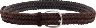 Orciani Cintura Intrecciata Suede Plot 3-5 cm - Heren - Riemen - Bruin - 110 CM - Leer - Accessoires